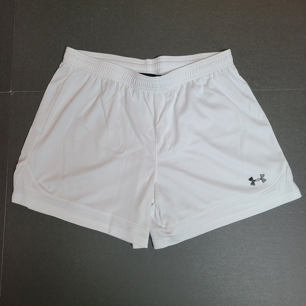 Under Armour Women Heat Gear Shorts White Size Medium Soccer Volleyball Gym 5"